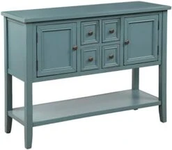 Knocbel Vintage Wood Console Table Buffet Sideboard With 4 Storage Drawers, 2 Cabinets & Bottom Shelf, Entryway Hallway Foyer Table Cupboard Coffee Bar Cabinet, 46" L X 15" W X 34" H (Dark Blue) 24 Knocbel Vintage Wood Console Table Buffet Sideboard With 4 Storage Drawers, 2 Cabinets & Bottom Shelf, Entryway Hallway Foyer Table Cupboard Coffee Bar Cabinet, 46" L X 15" W X 34" H (Dark Blue) -Amazon Store 412gwya8TbL. AC