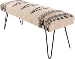 Artistic Weavers Questa Southwestern Hairpin Upholstered Bench, 18" X 48" X 16", Cream -Amazon Store 412hAv7QRQL
