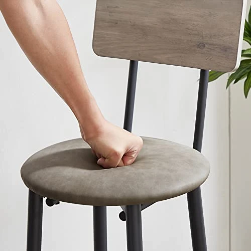 CALABASH 3-Piece Bar Table And Chairs Set For Small Space, Bar Set With Square Table And PU Stools, Coffee Table Set For 2,Breakfast Table With Footrest And For Home & Kitchen Dining Room(Grey) 8 CALABASH 3-Piece Bar Table And Chairs Set For Small Space, Bar Set With Square Table And PU Stools, Coffee Table Set For 2,Breakfast Table With Footrest And For Home & Kitchen Dining Room(Grey) - Image 6