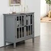 Tangkula Sideboard Buffet Storage Cabinet, Kitchen Storage Cabinet With 2 Glass Doors, Liquor Cabinet For Home Kitchen Dining Room, Cupboard Console Table, Curio Cabinet (Grey) -Amazon Store 412o2fAgyhL