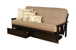 Kodiak Furniture Monterey Futon Set With Storage Drawers, With Black Base And Linen Stone Mattress -Amazon Store 412ojzsGPzL