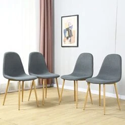 WENYU Dining Chairs Set Of 4, Mid Century Dining Room Chairs Kitchen Chairs, Upholstered Accent Chairs For Living Room