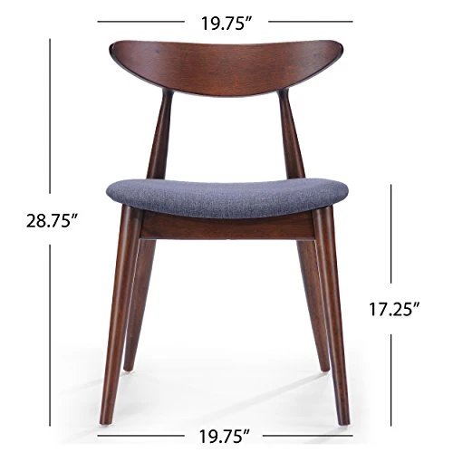 Christopher Knight Home Barron Fabric Dining Chairs, 2-Pcs Set, Charcoal & Bass Mid Century Modern Square Faux Wood Dining Table, Walnut Finish 6 Christopher Knight Home Barron Fabric Dining Chairs, 2-Pcs Set, Charcoal & Bass Mid Century Modern Square Faux Wood Dining Table, Walnut Finish - Image 4