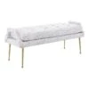 TOV Furniture Eileen Modern Velvet Upholstered Button Tufted Entryway Bench, 35.4", Terrazo