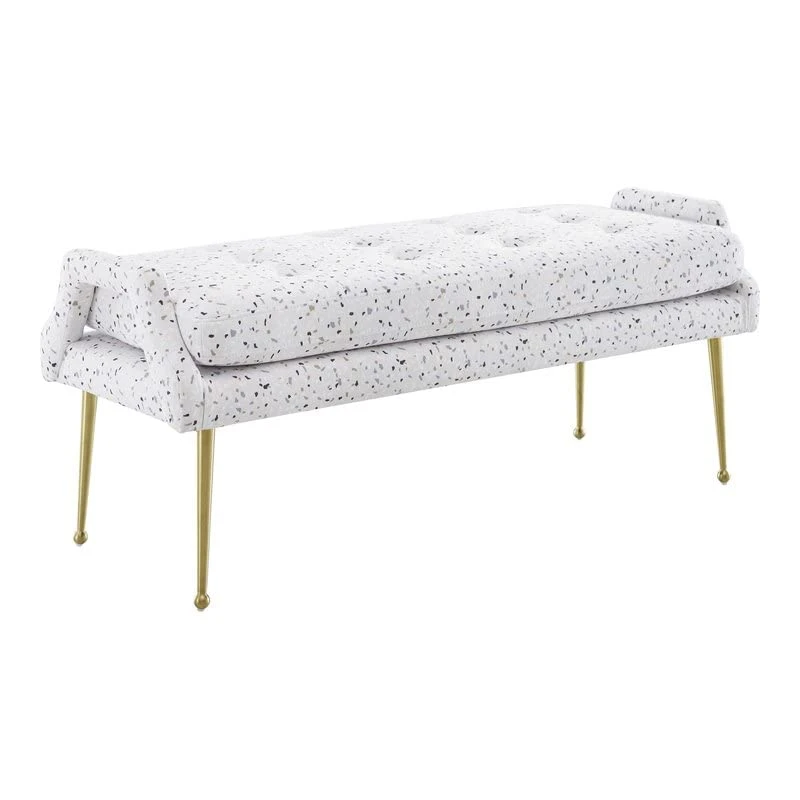 TOV Furniture Eileen Modern Velvet Upholstered Button Tufted Entryway Bench, 35.4", Terrazo 3 TOV Furniture Eileen Modern Velvet Upholstered Button Tufted Entryway Bench, 35.4", Terrazo