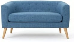 GDFStudio Christopher Knight Home Bridie Mid-Century Modern Loveseat, Muted Blue Fabric -Amazon Store 412uGOFPfgL. AC