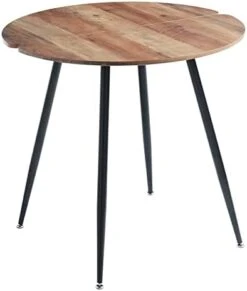 FMD 31.5 Inch Industrial Round Dining Table For 2, Small Wood Circle Table With Black Metal Legs For Kitchen Living Room -Amazon Store 4138pvI2UHL. AC 1