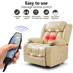 LEISLAND Power Lift Chairs Recliners For Elderly, Breathable Leather Recliner Chairs With Massage And Heat, Lay Flat Sleeper Chair With Cup Holder,OKIN Motor,USB Charge Port, Remote Control(Beige) -Amazon Store 4139aewI8dL