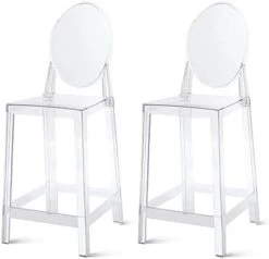 2xhome - Set Of Two (2) - Clear - Large Size - Modern Ghost Side Chair Ghost Chair Clear Victoria Chairs Dining Room Chair - Accent Seat - Lounge No Arms Armless Arm Less Chairs -Amazon Store 413CM6A7PdL. AC