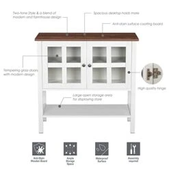 Spirich Home Sideboard Buffet Cabinet, Kitchen Storage Cabinet With 2 Glass Doors And Adjustable Shelf, Wood Cupboard Console Table For Dining Room White 13 Spirich Home Sideboard Buffet Cabinet, Kitchen Storage Cabinet With 2 Glass Doors And Adjustable Shelf, Wood Cupboard Console Table For Dining Room White -Amazon Store 413FF48R62L