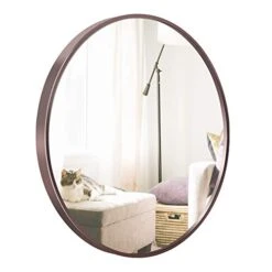 SD SOFT DANCE Round Mounting Mirror Wall Decor - Circle Vanity Mirror With Metal Rose Gold Frame For Contemporary Rooms 24 Inch