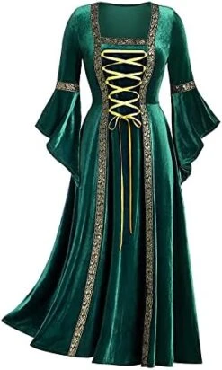 JEGULV Women's 2023 Gothic Dress, Halloween Steampunk Dress For Women Long Sleeve Renaissance Party Cosplay Dress -Amazon Store 413ND2HxCbL. AC