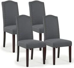 LSSPAID Dining Chairs Set Of 4, High Back Fabric Upholstered Parsons Dining Room Chairs, Nail Head Trim Dining Chair, Turquoise -Amazon Store 413NddD MhL. AC