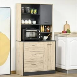 LIRUXUN 67" Freestanding Buffet, Kitchen Storage Cabinet With 3 Drawers, Cable Management, 4 Cubbies And 2 Cabinets. 10 LIRUXUN 67" Freestanding Buffet, Kitchen Storage Cabinet With 3 Drawers, Cable Management, 4 Cubbies And 2 Cabinets. -Amazon Store 413Pxu8j4AL 1