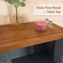 MFSTUDIO Accent Tall Wood Storage Cabinet Buffet Sideboard Hollow-Carved Floral 2 Doors Distressed Decorative For Living Room Kitchen Stand Entryway Hallway, 13.8" Dx31.5 Wx47.4 H, Blue -Amazon Store 413VimTVHRL