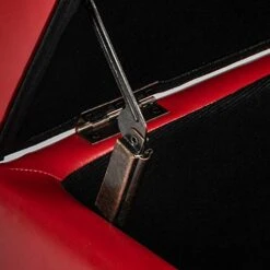 Homebeez Faux Leather Storage Ottoman Bench, Tufted Foot Rest Stool With Lift-Top & Nailhead Trim (Red/Large) -Amazon Store 413ZQmciVTL