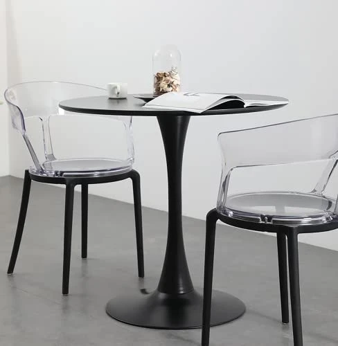 Forsho Tulip Table 32" Round Dining Table Set For 4, Mid Century Modern Circle Dining Table With Pedestal Base (Black) 4 Forsho Tulip Table 32" Round Dining Table Set For 4, Mid Century Modern Circle Dining Table With Pedestal Base (Black) - Image 2