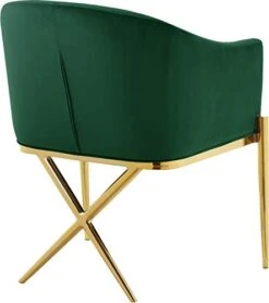 Meridian Furniture Xavier Collection Modern | Contemporary Velvet Upholstered Dining Chair With Sturdy Steel X Shaped Legs, 25.5" W X 24.5" D X 31.5" H, Green -Amazon Store 413fkYG2FTL