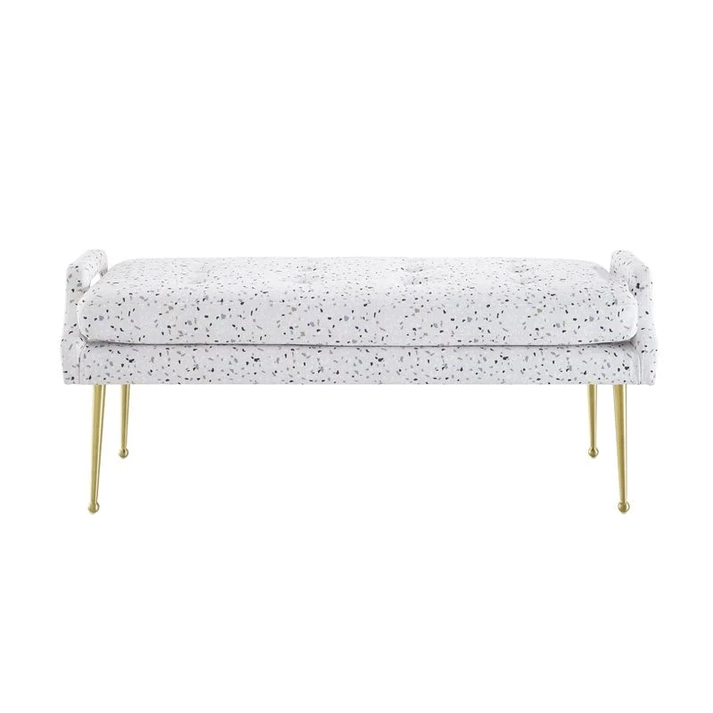 TOV Furniture Eileen Modern Velvet Upholstered Button Tufted Entryway Bench, 35.4", Terrazo 5 TOV Furniture Eileen Modern Velvet Upholstered Button Tufted Entryway Bench, 35.4", Terrazo - Image 3