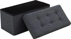 Ornavo Home Foldable Tufted Linen Large Storage Ottoman Bench Foot Rest Stool/Seat - 15" X 30" X 15" (Beige) -Amazon Store 413g8yw6eRL. AC