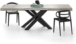 Mobili Fiver, Emma 160 Extendable Dining Table, Rustic Oak With Black Crossed Legs, Laminate-Finished/Iron, Made In Italy -Amazon Store 413keE3UBGL. AC