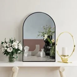 Arched Wall Mirror 20x30 Inch, Black Arched Bathroom Mirror, Vanity Decor Arched Mirror With Metal Frame, Arched Mirror For Entryway, Living Room, Bedroom, Salon -Black Curved Arch Mirror 12 Arched Wall Mirror 20x30 Inch, Black Arched Bathroom Mirror, Vanity Decor Arched Mirror With Metal Frame, Arched Mirror For Entryway, Living Room, Bedroom, Salon -Black Curved Arch Mirror -Amazon Store 413ksewUJ5L