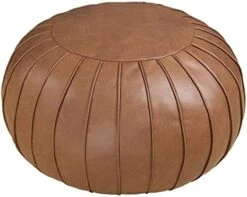 Thgonwid Handmade Foot Stool Ottoman Faux Suede Poufs 21.6" X 13" - Round Storage Floor Cushion Footstool For Living Room, Bedroom And Wedding, Unstuffed, Brown -Amazon Store 413r1f dHGL. AC