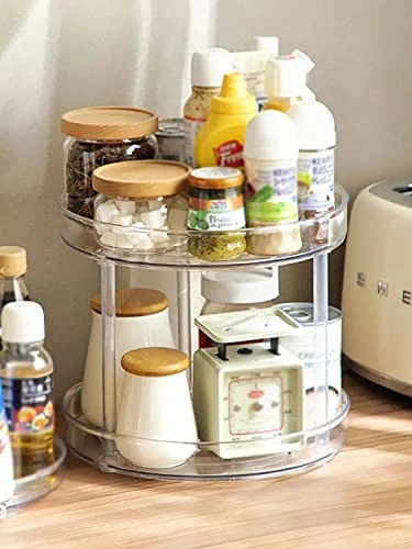 AVCITY Family Rotating Multifunctional Shelf Storage Box Fruit Plate (Color : White, Size : Two Floors) 4 AVCITY Family Rotating Multifunctional Shelf Storage Box Fruit Plate (Color : White, Size : Two Floors) - Image 2