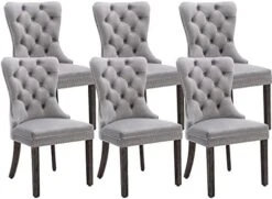 KCC Velvet Dining Chairs Set Of 2, Upholstered High-end Tufted Dining Room Chair With Nailhead Back Ring Pull Trim Solid Wood Legs, Contemporary Nikki Collection Modern Style For Kitchen, Beige -Amazon Store 413ulhISqOL. AC