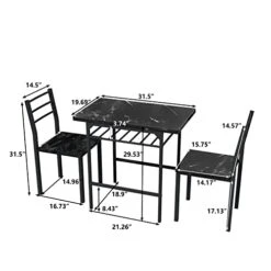 BAOLUMA 3 Piece Dining Table Set With 2 Chairs, Kitchen Table Set For 2 People For Small Space,Black Metal Frame And Square Faux Marble Tabletop (Black) 13 BAOLUMA 3 Piece Dining Table Set With 2 Chairs, Kitchen Table Set For 2 People For Small Space,Black Metal Frame And Square Faux Marble Tabletop (Black) -Amazon Store 413v1YmWEML