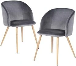 EGGREE Mid Century Modern Velvet Accent Living Room Chair Set Of 2 Upholstered Leisure Club Chair Vanity Chairs Armrest With Solid Metal Legs Velvet Cushion For Bedroom Living Room Kitchen,Grey -Amazon Store 414 6oBVXNL. AC 1