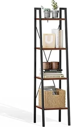 Pipishell Industrial Ladder Shelf, 4-Tier Bookshelf, Free Standing Bookcase Storage Rack Shelves Plant Flower Stand With Wood Look For Living Room, Bedroom, Kitchen, Bathroom, Home Office, Balcony 16 Pipishell Industrial Ladder Shelf, 4-Tier Bookshelf, Free Standing Bookcase Storage Rack Shelves Plant Flower Stand With Wood Look For Living Room, Bedroom, Kitchen, Bathroom, Home Office, Balcony -Amazon Store 4141PL3ZoRL. AC