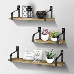 Haillusty Organize Your Space With Easy-to-Install Wood Wall Shelves - Perfect For Living Room Bathroom Kitchen And Office Storage - Set Of 3 Floating Shelves