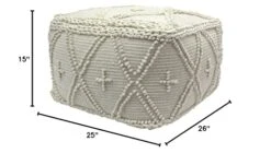 Christopher Knight Home Nina Large Square Casual Pouf, Boho, White Wool And Cotton 11 Christopher Knight Home Nina Large Square Casual Pouf, Boho, White Wool And Cotton -Amazon Store 4145fnM5Z1L