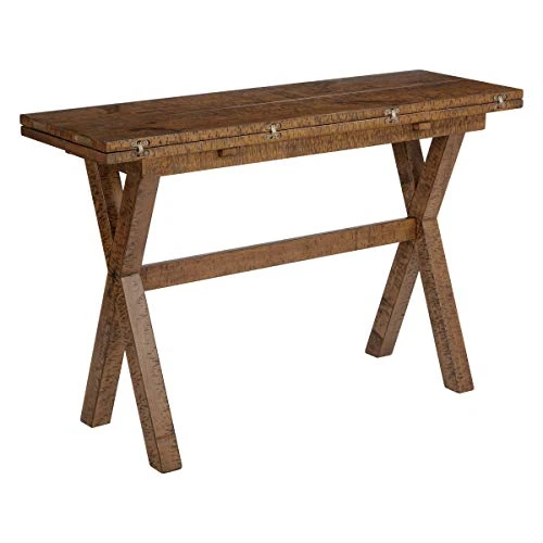 OSP Home Furnishings McKayla Solid Wood And Veneer Flip Top Table, Distressed Brown Finish 4 OSP Home Furnishings McKayla Solid Wood And Veneer Flip Top Table, Distressed Brown Finish - Image 2