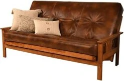 Pemberly Row 8" Full Size Faux Leather Futon Mattress Replacement, Spring Sleeper Sofa Bed Mattress, Saddle Brown -Amazon Store 414A L2axXL. AC