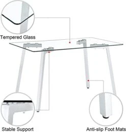 LFVFFA Glass Dining Table Set Of 4, Dining Table And Chairs Set, Modern Dining Room Furniture Set,for Dining Room,Kitchen (White Striped Chair Set, 47-inch Tempered Glass Table Top) 19 LFVFFA Glass Dining Table Set Of 4, Dining Table And Chairs Set, Modern Dining Room Furniture Set,for Dining Room,Kitchen (White Striped Chair Set, 47-inch Tempered Glass Table Top) -Amazon Store 414CghqY2mL
