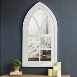 Glitzhome 40" H Cathedral Arched Windowpane Wall Mirror Window Frame, Black -Amazon Store 414FVJ5toeL. AC