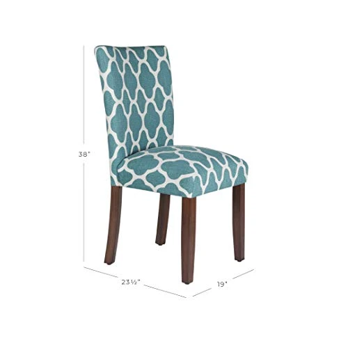 HomePop Parsons Classic Upholstered Accent Dining Chair, Set Of 2, Teal And Cream Geometric 4 HomePop Parsons Classic Upholstered Accent Dining Chair, Set Of 2, Teal And Cream Geometric - Image 2