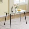 Modern Glass Dining Table, Kitchen Table For 2 And 4, Multifunctional Desk For Dining Room, Kitchen, Home Office, Living Room, Apartment (Black Rectangle Glass Table, 47.2 X 27.5 X 29.5 In) -Amazon Store 414MCW4cXwL