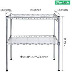 HKLGorg Stainless Steel Microwave Shelf, Kitchen Storage Rack 3 Tier Microwave Rack With 4 Hooks 21" Microwave Oven Rack Shelf Unit For Kitchen -Amazon Store 414MQ5IOgxL