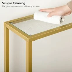 HOOBRO 55.1" Gold Console Table, Narrow Tempered Glass Entryway Table, Sofa Table Behind Couch, Modern Style, Metal Frame, Hallway, Living Room, Gold GD06XG01 -Amazon Store 414S24qKnAL