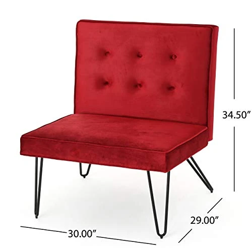 Christopher Knight Home Darrow Velvet Modern Armless Chair, Berry 4 Christopher Knight Home Darrow Velvet Modern Armless Chair, Berry - Image 3