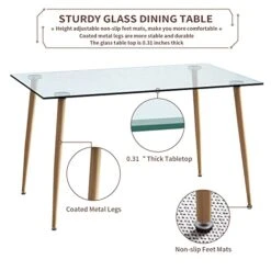 Glass Dining Table For 4 With 47 Inch Clear Rectangular Glass Top, 0.31" Modern Tempered Glass Kitchen Table Furniture With 4 Light Wood Grain Coated Metal Legs For Home Office Kitchen Dining Room 14 Glass Dining Table For 4 With 47 Inch Clear Rectangular Glass Top, 0.31" Modern Tempered Glass Kitchen Table Furniture With 4 Light Wood Grain Coated Metal Legs For Home Office Kitchen Dining Room -Amazon Store 414YhAXy21L