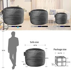 [Removable Cover] Giant 4ft Bean Bag Chairs For Adult, Memory Foam Bean Bag For Teens, Adults, Big Sofa Bean Bag Chairs, Giant Bean Bag Soft Fluffy Fur Bean Bag Chairs For Adults, Furnitures, Black -Amazon Store 414cgJZfeaS