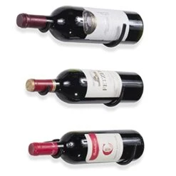 Rustic State Wall Mount Iron Wine Bottle Holder Rack For All Adult Beverages Or Liquor Set Of 3 Black