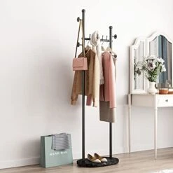Smlttel Black Clothing Rack With Shelves, Modern Coat Rack Freestanding With Marble Base, Coat Hanger Rack,Hat Tree Coat Rack Standing Clothes Racks For Boutique，Bedroom, Black -Amazon Store 414iEwrKS6L