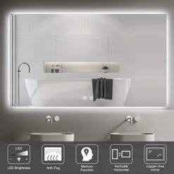 IOWVOE 60 X 36 Inch LED Mirror Backlit Bathroom Large Wall Mounted Vanity Makeup Mirror Dimmable Anti-Fog Lighted Mirror CRI 90 Adjustable Brightness 18 IOWVOE 60 X 36 Inch LED Mirror Backlit Bathroom Large Wall Mounted Vanity Makeup Mirror Dimmable Anti-Fog Lighted Mirror CRI 90 Adjustable Brightness -Amazon Store 414jvVTZxCL