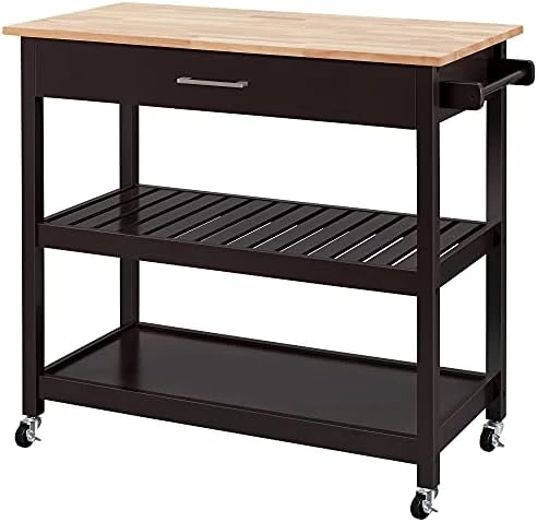 Yaheetech Kitchen Island Cart On Wheels, 3 Tiers Rolling Utility Cart With Drawer And 2 Spacious Storage Shelf, 40'' W Solid Wood Countertop, White 9 Yaheetech Kitchen Island Cart On Wheels, 3 Tiers Rolling Utility Cart With Drawer And 2 Spacious Storage Shelf, 40'' W Solid Wood Countertop, White - Image 7