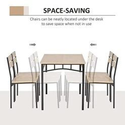 HOMCOM Rustic Industrial 5-Piece Dining Table Set Black Metal With 4 Chairs For Kitchen, Or Dining Room, Oak 11 HOMCOM Rustic Industrial 5-Piece Dining Table Set Black Metal With 4 Chairs For Kitchen, Or Dining Room, Oak -Amazon Store 414lnN5cv2S